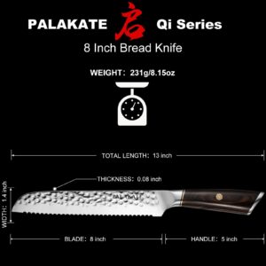 PALAKATE Bread Knife, 8 inch bread knife for homemade bread, Single Side serrated knife