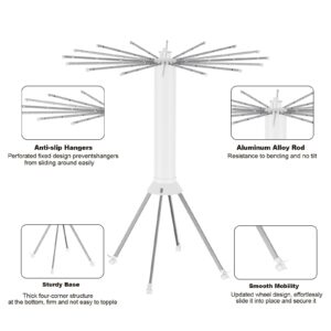 4-Legged Clothes Drying Rack Foldable, Outdoor Collapsible Drying Rack Clothing, Portable Laundry Drying Rack with 4 Pulleys, Aluminum Alloy Dry Rack for Clothes, Indoor, Balcony, Poolside, Camping