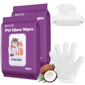 gjease pet cleaning bathing wipe gloves for dogs & cats,extra thick nourish fur grooming wipe gloves for face and paws & butt,pet wipe gloves cleaning,coconut scent,for daily care and travel