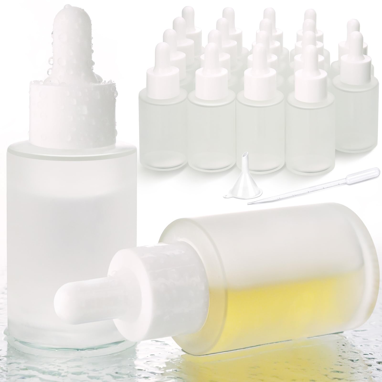 Matifaner 1 oz Glass Dropper Bottle,30ml Essential Oil bottles Frosted, 30ml Clear Frosted Essential Oil Bottle with Glass Eye Dropper for Essential Oil,Tincture (20 pcs) (Frosted)