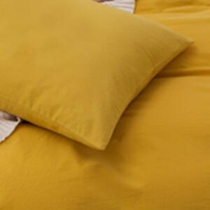 Generic Mustard Yellow Cotton 100% Duvet Cover Boho Duvet Cover Stonewashed Cotton Bedding Soft Cotton Queen King Cotton Bedding Euro Custom Cottonduvet Duvet Cover Set (Queen 90X90), BE-CR- 0005