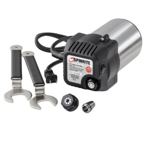 spinrite router motor for router lifts and cnc, 3.25hp, soft start, variable speed, easy mount 4.2" body, includes pair of er20 collets (1/2" & 1/4"), collet nut, offset wrench set