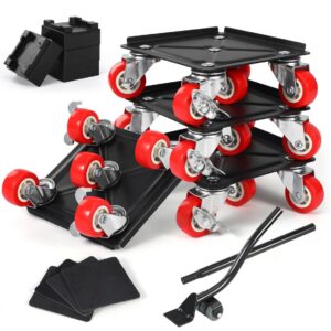 heavy duty furniture movers with wheels and moving dolly, includes furniture lifter jacks tool set, gliders, sliders, 5 rollers casters cart. easily move furniture, piano, equipment