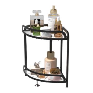 2 tier corner bathroom organizer countertop, corner skincare organizers bathroom counter organizer, vanity shelf makeup cosmetic storage perfume tray for kitchen,dresser