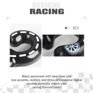 Racing Car Birthday Number Candles, Black White Stripes Birthday Candles for Cake Topper Decorations, Number 2 Candles for Boys Girls Racing Car Theme Party Supplies Favors Gifts