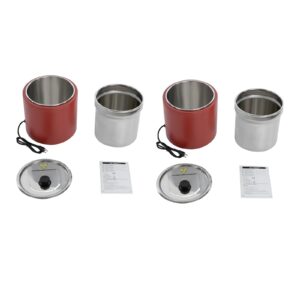 2 Pcs Electric Stainless Steel Soup Warmer Pot 10L Large Capacity Soup Kettle with Lid Portable Round Food Warmer Perfect for Buffet Restaurant Wedding Party Catering (Red)