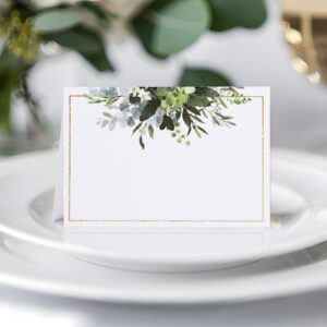 50pcs Place Cards for Table Setting Wedding Greenery Table Place Cards Eucalyptus Leaf Place Setting Name Cards for Bridal Shower Baby Shower Birthday Party (Green)