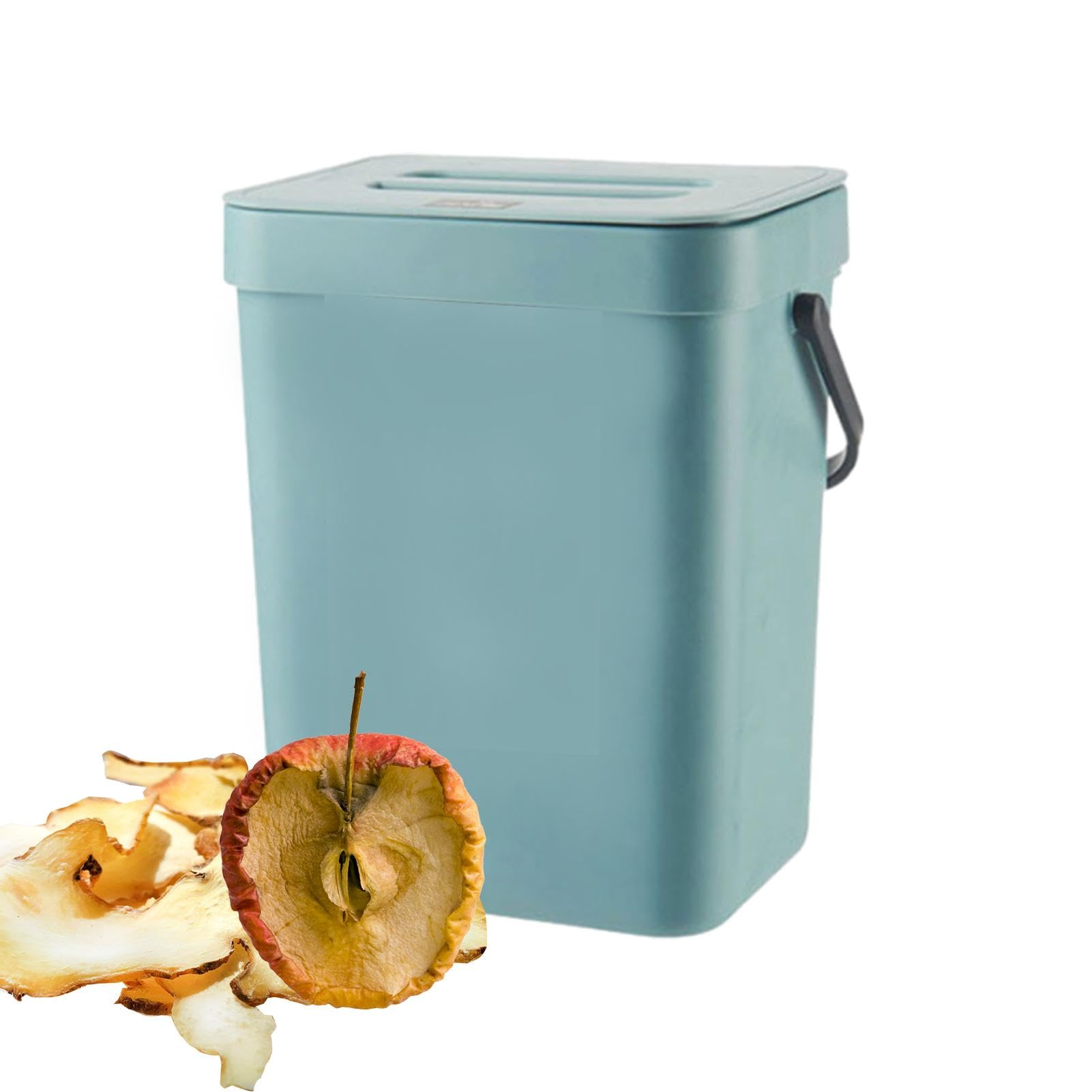 1/2 Hanging Trash Can - Mountable Small Waste Bin, Countertop Compost Bin with Lid | Portable Food Waste Bucket, Household Wall Mounted Garbage Can for Counter Top & Under Sink, PP, Blue,3L