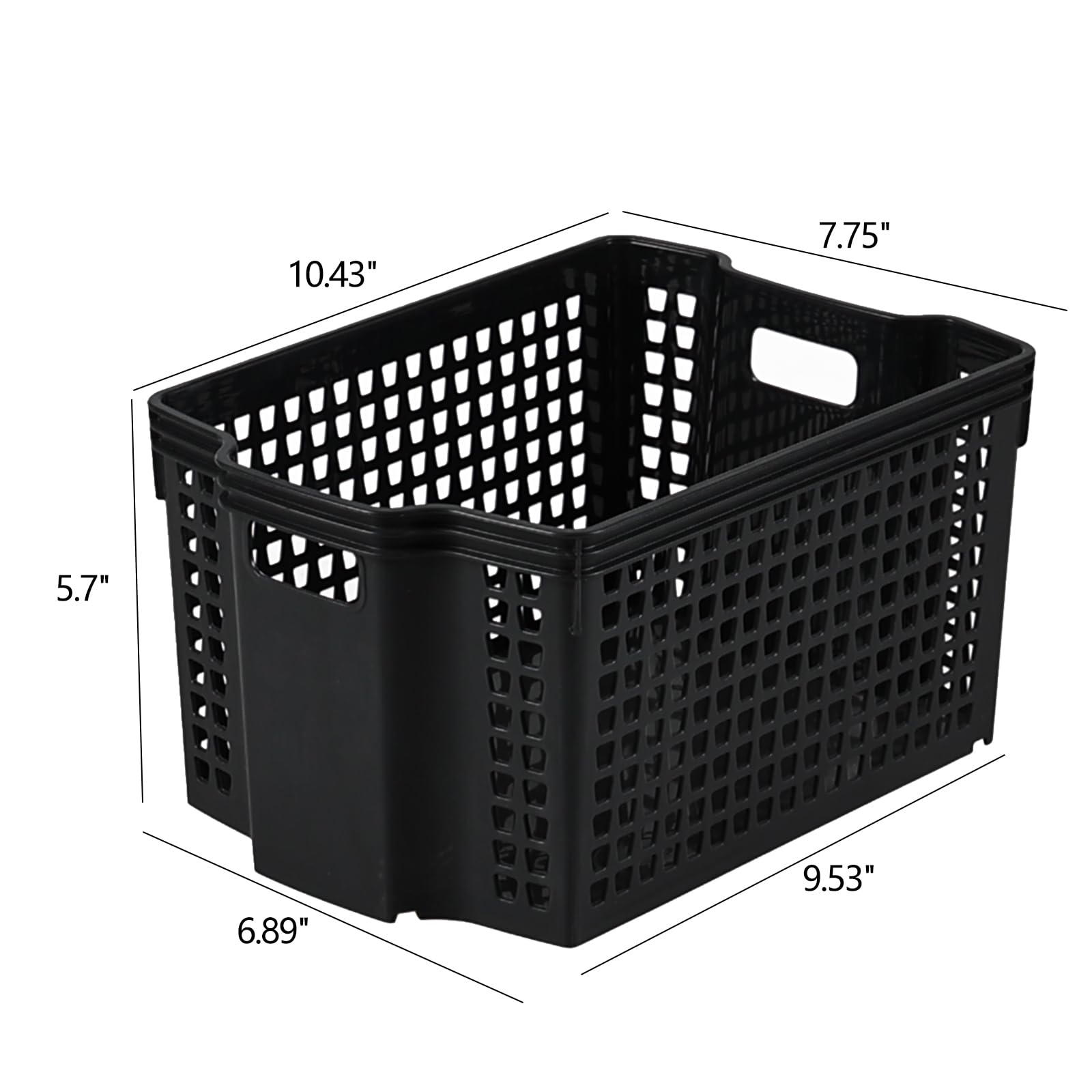 Anbers Plastic Stackable Storage Baskets, 6 Packs Small Stacking Basket Bins, Black