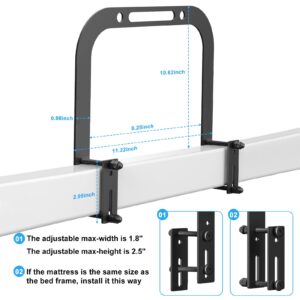 Mattress Retainer Bar, Extra Tall Mattress Slide Stopper for Metal Frame Mattress Holder Gripper to Keep Mattress from Sliding (2 Mattress Holders+1 Bedside Caddy)