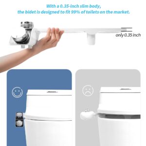 CUBETA Bidet Attachment for Toilet, Non-Electric Cold and Hot Water Bidet Toilet Seat Attachment with Adjustable Water Pressure and Temperature, Self-cleaning Dual Nozzles