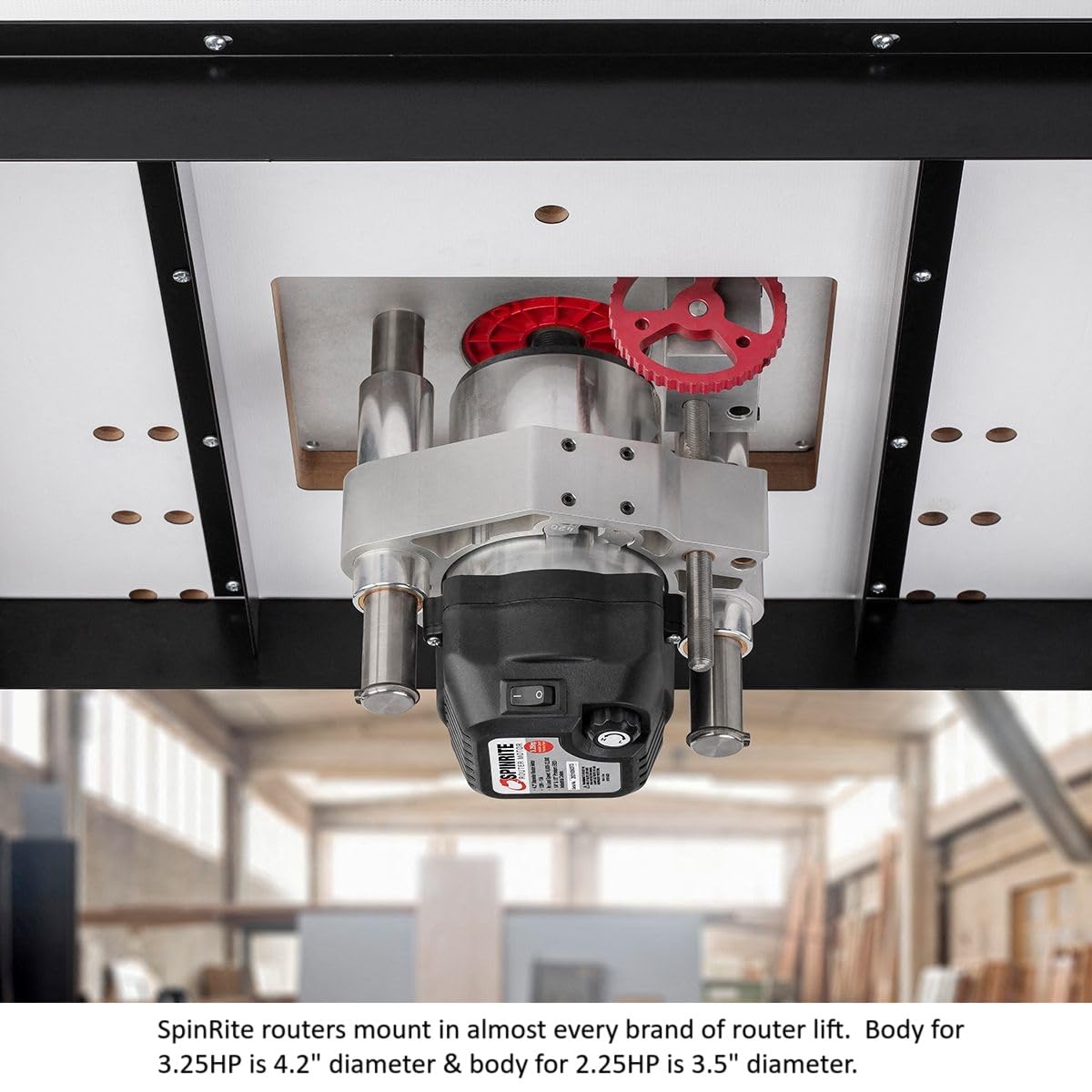 SpinRite Router Motor for Router Lifts and CNC, 3.25HP, Soft Start, Variable Speed, Easy Mount 4.2" Body, Includes Pair of ER20 Collets (1/2" & 1/4"), Collet Nut, Offset Wrench Set