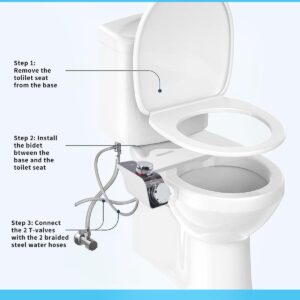 CUBETA Bidet Attachment for Toilet, Non-Electric Cold and Hot Water Bidet Toilet Seat Attachment with Adjustable Water Pressure and Temperature, Self-cleaning Dual Nozzles