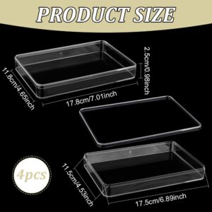 BENECREAT 4Pcs Acrylic Storage Boxes with Lids, 7x4.6x1inch Rectangle Storage Containers, Storage Display Box for Wedding, Party, Treats, Jewelry Accessories