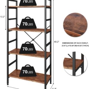 Mellingcasa 4 Tier Wood Shelving Unit,Adjustable Bookshelves Organizer,Office Shelves Small Book Shelf,Display Rack Shelves for Living Room,Bedroom and Office(4 Tier Bookshelf)