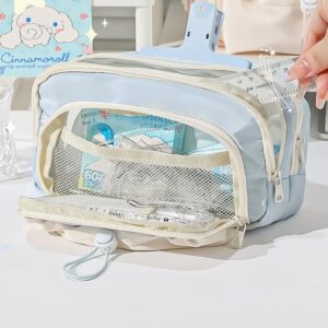 irLocy Cute Aesthetic Pencil Case Kawaii Pencil Case with Kawaii Pins Large Pencil Pouch Holder Preppy Supplies (blue)