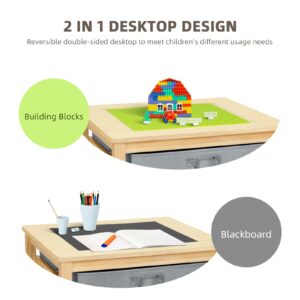 OOOK Wooden Kids Building Block Table with Storage, Toddler Activity Table Gives Children A Space for Their Daily Life and Creativity, Nice Kids Play Table for Kids Room, Nursery, Classroom