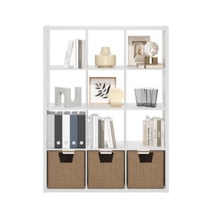 Furinno Cubicle Open Back Decorative Cube Storage Organizer, 12-Cube, White