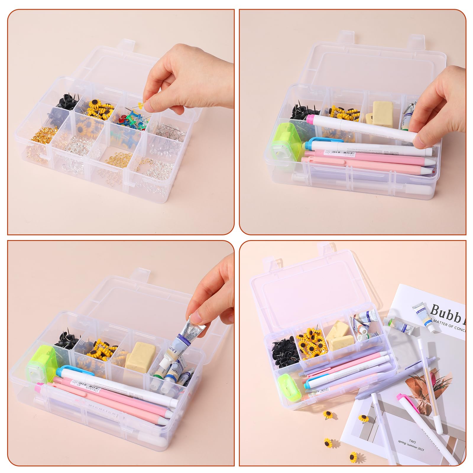 Tackle Box Organizer Bead Organizers and Storage with Adjustable Dividers Small Plastic Box Bead Storage Containers Small Parts Organizer Clear Storage Case Compartment Organizer for Snacks Craft