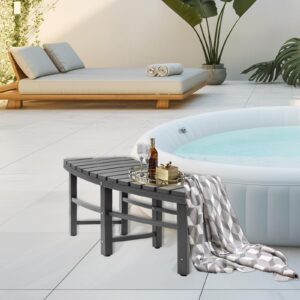 Display Riser Hot Tub Table for Outside 26" H, HDPE Spa Surround Bench, Weather Resistant Waterproof Outdoor Curved Pool Bench, Grey