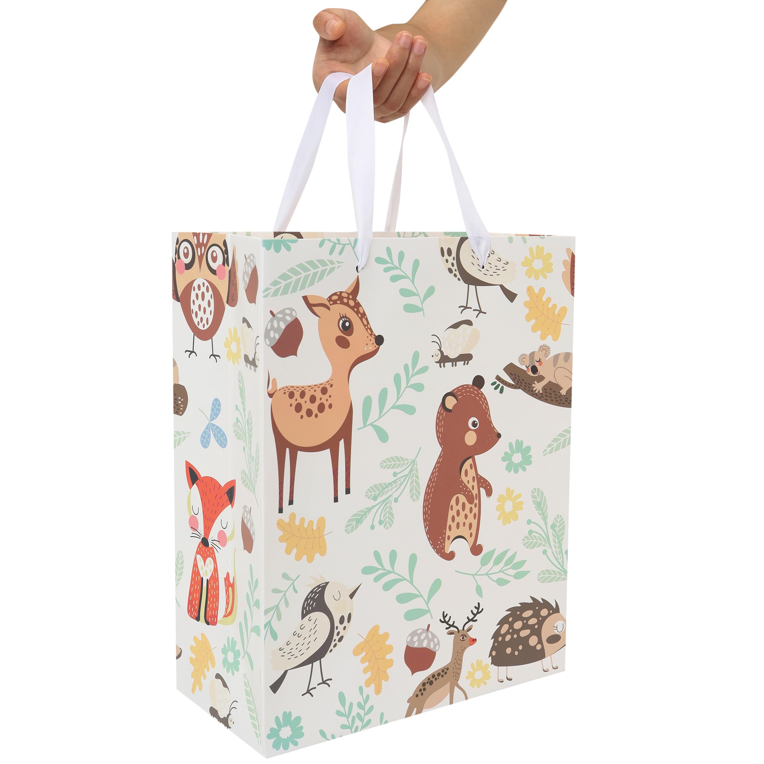 13" Large Animal-themed Gift Bags Set with Greeting Card and Tissue Paper (Animal Design) for Boys', Girls' or Kids Birthday Party, Baby boy, Baby Shower, Newborn, New Moms or Parents - 10.2”x5.2”x13”, 1 Pcs.