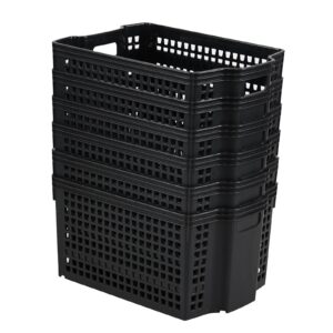 anbers plastic stackable storage baskets, 6 packs small stacking basket bins, black