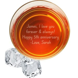 personalized whiskey, bourbon glass gifts - custom engraved handwritten message gift for him - personalized bourbon glass - 11 oz engraved handwritten message scotch glass - birthday, anniversary