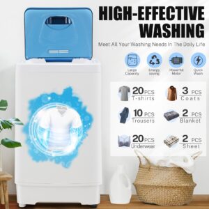 Nictemaw Portable Washing Machine, 17.8Lbs Capacity Full Automatic Portable Washer, 2.3 Cu.ft Portable Washer Dryer Combo with 8 Cycles, LED Display, Drain Pump for Apartment, Dorm, RV