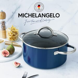 MICHELANGELO 6 Quart Stock Pot with Lid, Non Toxic Cooking Pot, Ceramic Soup Pot with Lid, Non Stick Pot with Stainless Steel Handle, Induction Compatible