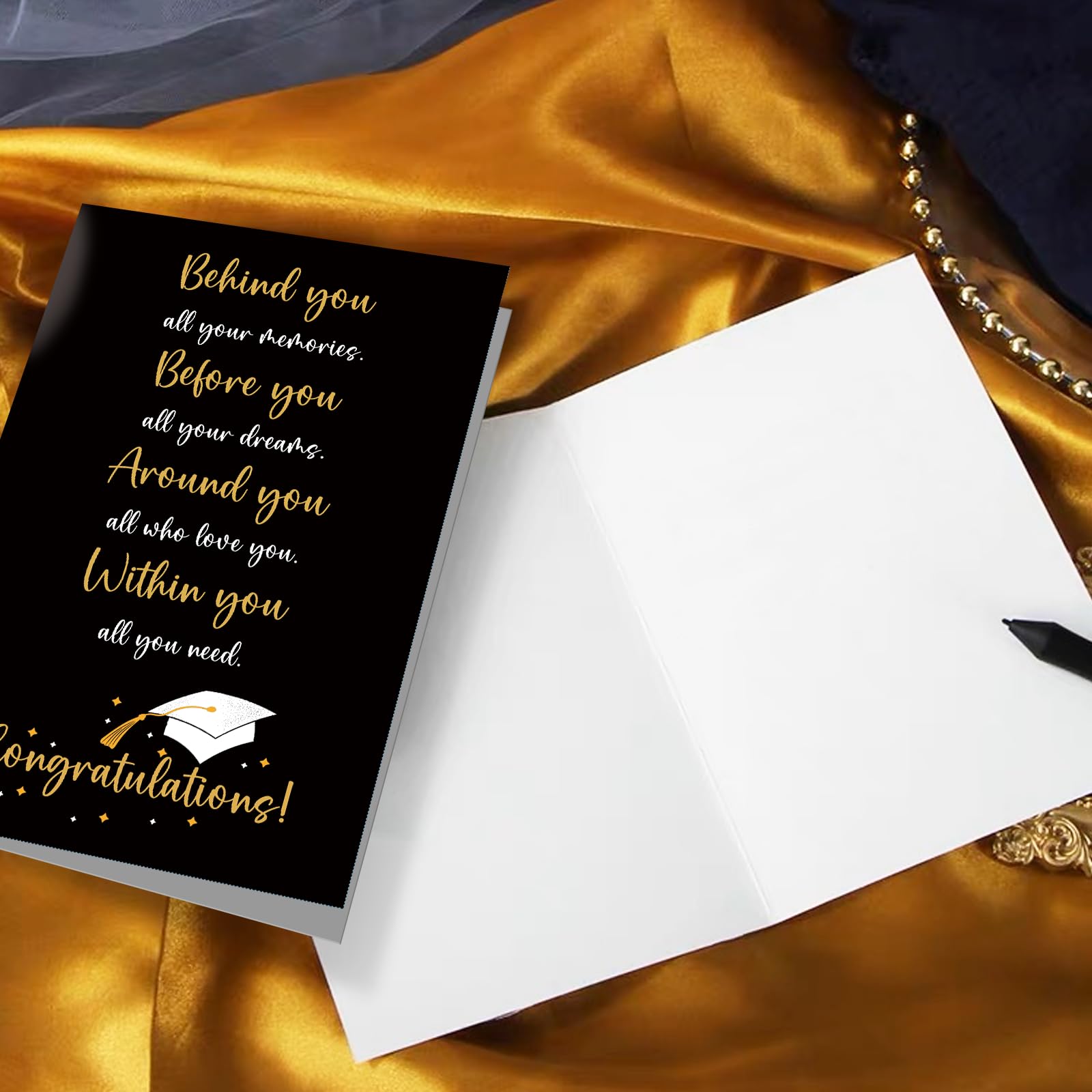 Oamiolek Graduation Card for Him Her, Congratulations Card for Men Women, Congrats Card for Son Daughter Sister Brother, Behind You Before You Within You Card