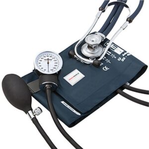 mckesson premium aneroid sphygmomanometer and stethoscope combo kit - blood pressure gauge/cuff, sprague rappaport stethoscope, navy blue- size 11, 23-40 cm, 22 in tube, 1 count