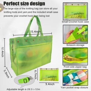 YMdoker Knitting Bag Large Yarn Storage Organizer,Yarn Bags for Crocheting,Crochet Storage Bags for Crochet Hooks,Knitting Needles,Knit Bags Ideal Knitting & Crochet Gift(Green)