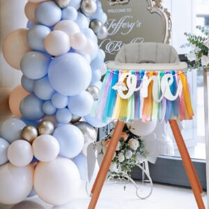 1st Birthday High Chair Banner,1 Year Birthday Decorations Pastel Rainbow Theme First Birthday Banner for Girls Boys 1st Birthday Party Baby Shower Decorations Highchair Garland