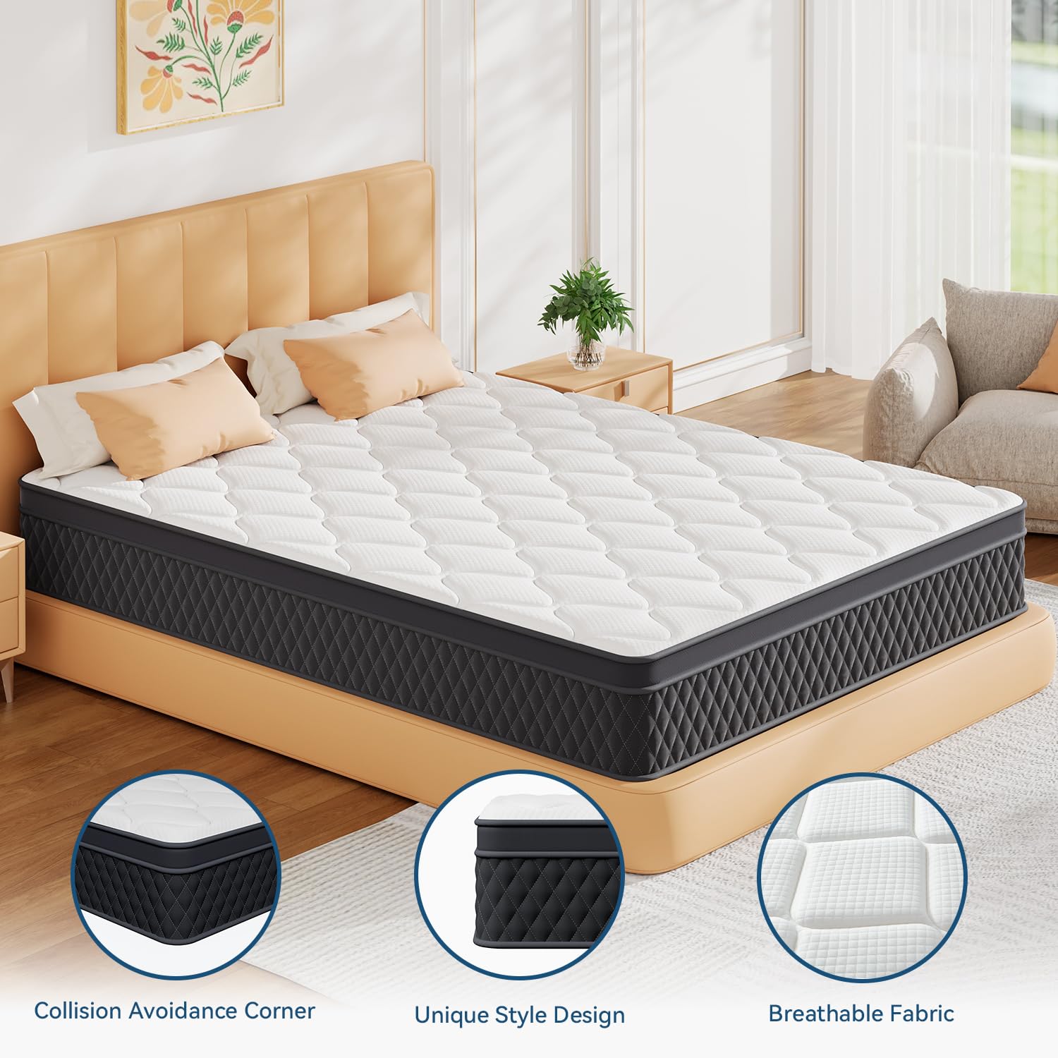 ELEMUSE 12 Inch King Mattress in a Box, Memory Foam Hybrid Mattress with Individually Pocketed Springs for Isolate Motion, Pressure Relief, CertiPUR-US Certified