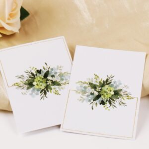 50pcs Place Cards for Table Setting Wedding Greenery Table Place Cards Eucalyptus Leaf Place Setting Name Cards for Bridal Shower Baby Shower Birthday Party (Green)