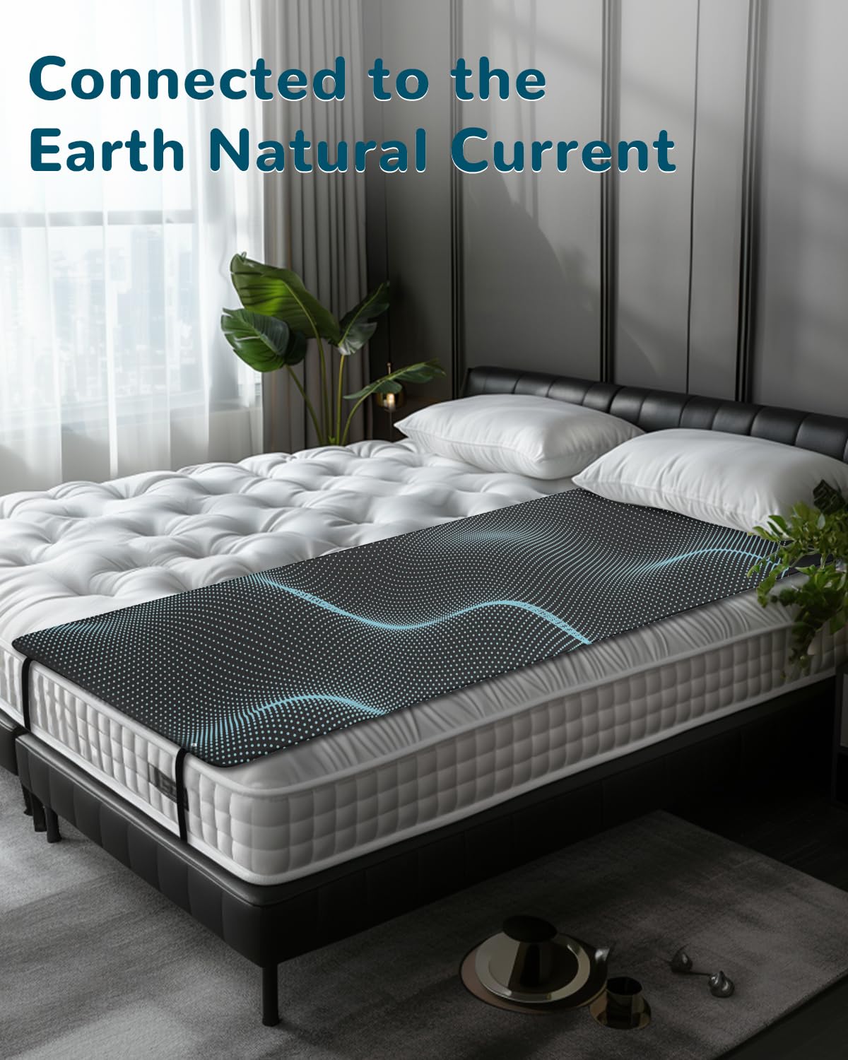 Grounding Mat for Bed,Earth Connected Mattress Pad Sheets for Improve Sleep,Breathable Grounding Pad Includes Grounding Cord (27"x71")