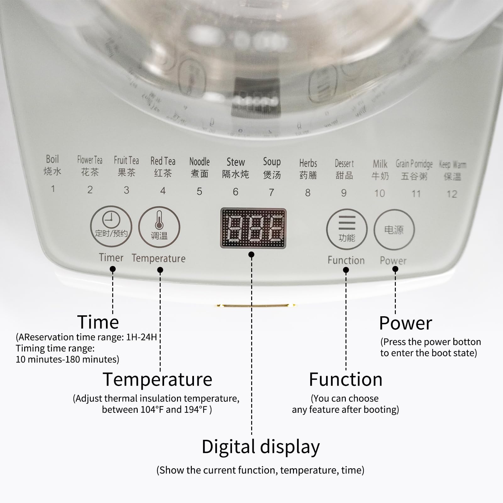 cglightwsparkle Electric Smart Hot Tea Maker Kettle Pot with Tea Infuser, Health Pot Temperature Control and Tea Keep Warm, 12 Functional Procedures, large 1.8 Liters of Capacity