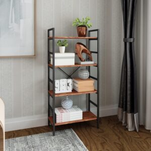 Mellingcasa 4 Tier Wood Shelving Unit,Adjustable Bookshelves Organizer,Office Shelves Small Book Shelf,Display Rack Shelves for Living Room,Bedroom and Office(4 Tier Bookshelf)