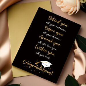 Oamiolek Graduation Card for Him Her, Congratulations Card for Men Women, Congrats Card for Son Daughter Sister Brother, Behind You Before You Within You Card