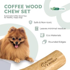 Alfred & Beebee Eco-Friendly Coffee Wood Dog Chew Toy Pack - for Regular Chewers - Dog Dental Chew