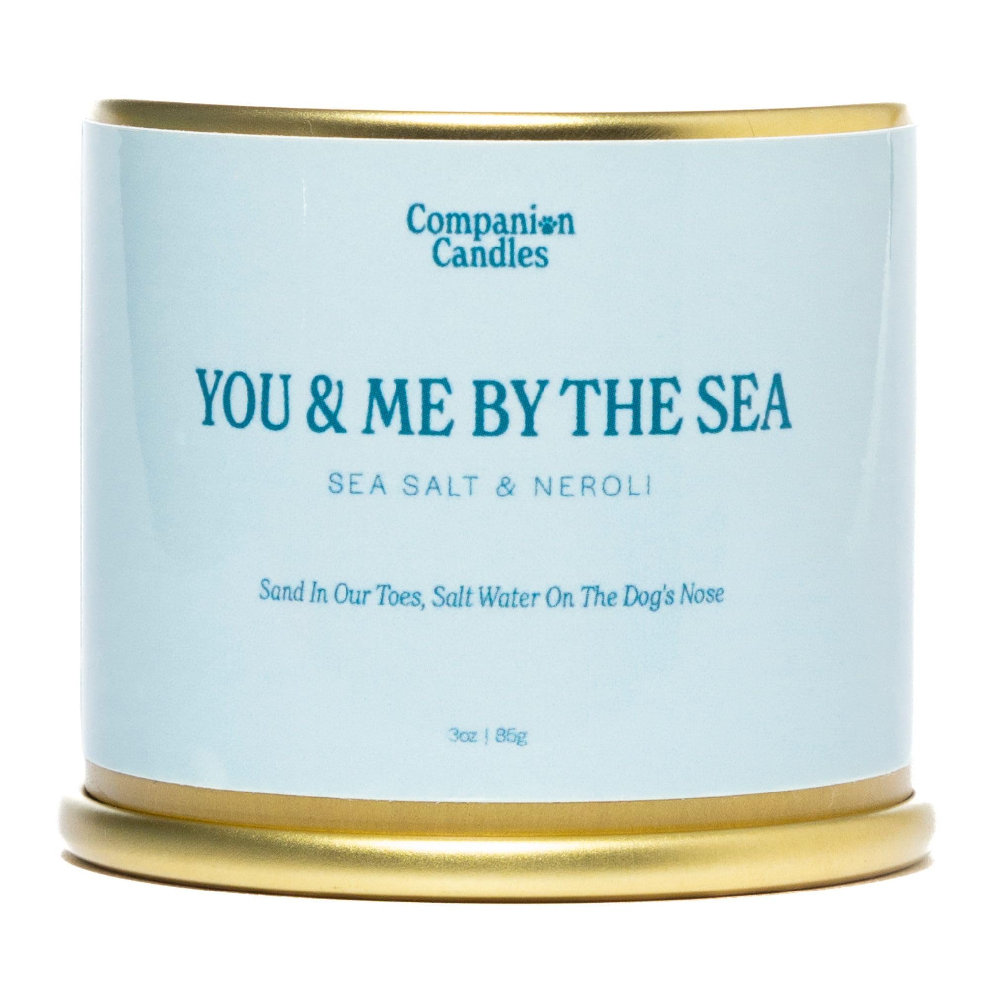 Companion Candles Pet Safe Wood Wick Candle - “You & Me by The Sea” Sea Salt & Neroli, Coconut Soy Wax Scented, Over 50 Hr Burn Time, Non-Toxic, Women-Owned, Made in USA (3 oz.)