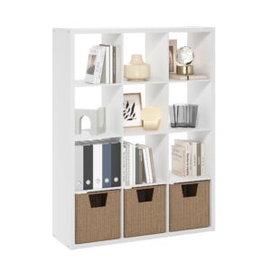 Furinno Cubicle Open Back Decorative Cube Storage Organizer, 12-Cube, White