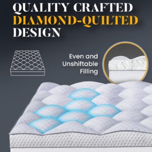 3 Inch Ultra-Fluffy Memory Foam Mattress Topper Queen for Back Pain, Extra Soft Pillow Top Queen Mattress Topper with 4X Support, Mattress Pad with Breathable Air Mesh Sides, 6-21'' Deep Pocket