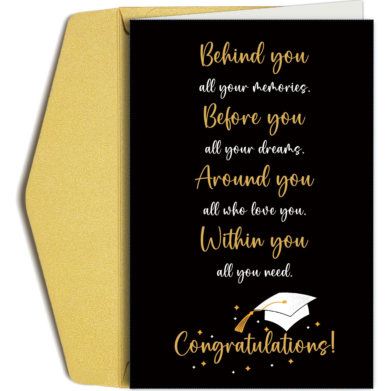 Oamiolek Graduation Card for Him Her, Congratulations Card for Men Women, Congrats Card for Son Daughter Sister Brother, Behind You Before You Within You Card