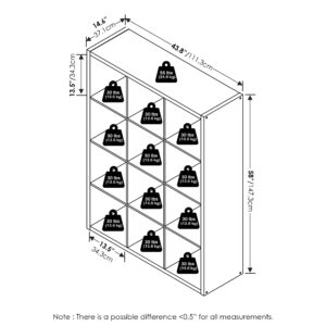 Furinno Cubicle Open Back Decorative Cube Storage Organizer, 12-Cube, White