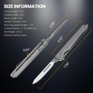 Tops Home Pocket Knife for Men, EDC Utility Knife, Box Cutter, Folding Scalpel Knife with Clip, 5pcs #60 Scalpel Blades, Razor Knife, Cool Knives, Gift for Men Women