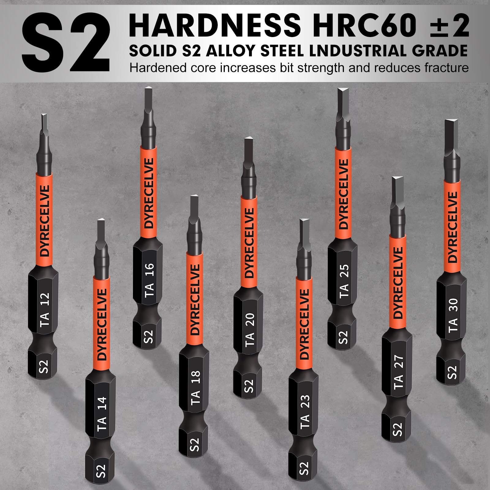 10-Pack Triangle Screwdriver Set- Premium S2 Steel Triangle Bit Set (2.56" Long Magnetic Head) Triangle Screwdriver Bits- Triangle Bits Sizes: TA12, TA14, TA16, TA18, TA20, TA23, TA25, TA27 (x2), TA30