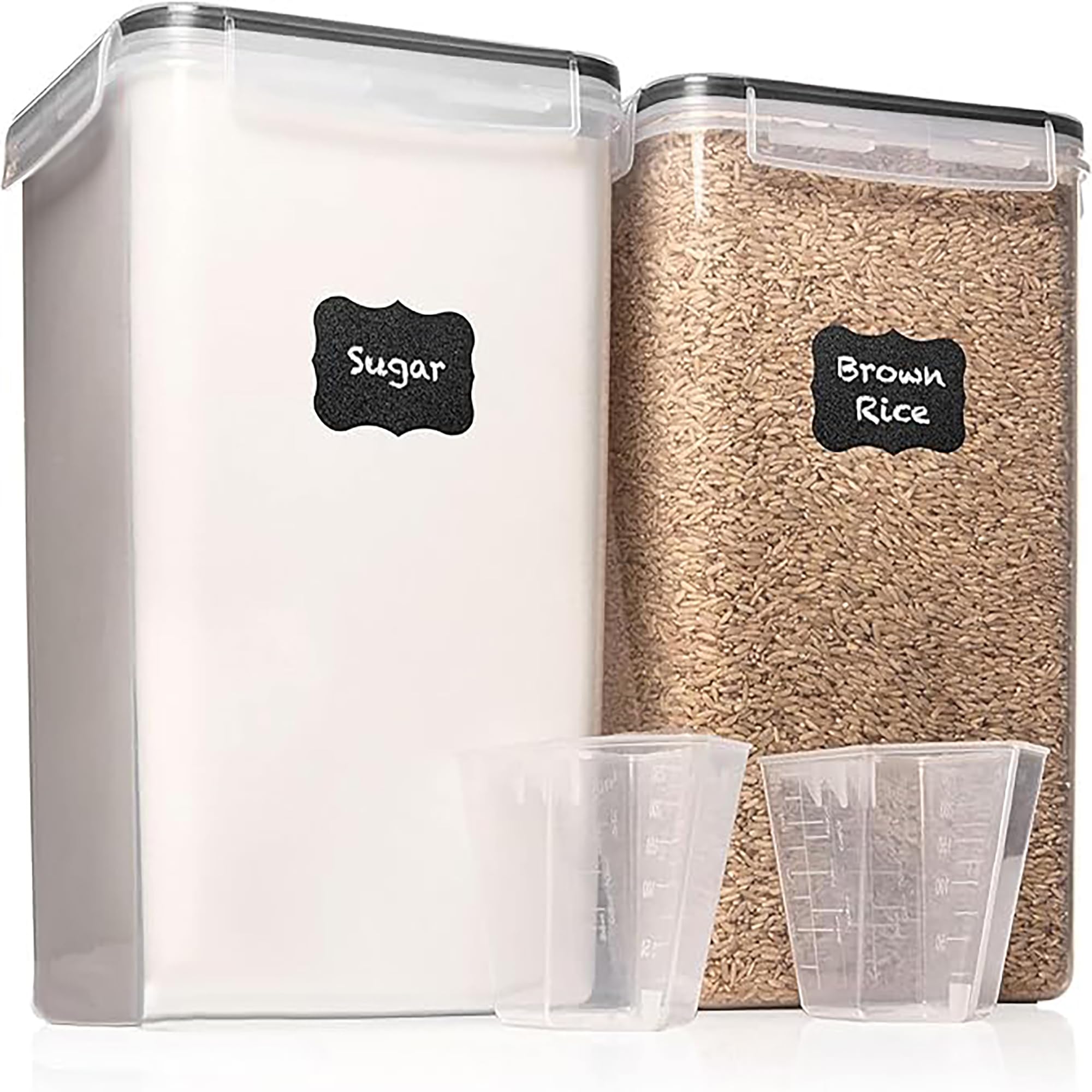 WHITE FEATHER SUPPLIES 2 PC [6.5L / 220 Oz] Large Food Storage Containers with Lids Airtight - BPA Free Clear Plastic Kitchen and Pantry Storage Containers, Bulk Storage for Cereal, Flour, Sugar, Rice