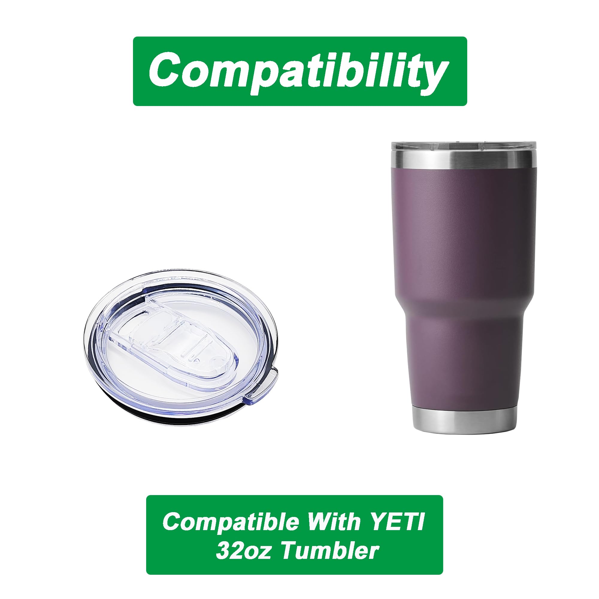 32 oz Tumbler Lid Compatible for YETI 32 oz Rambler Replacement Lid,Yeti 32 oz Lid 32 oz Rumbler lid Replacement Fit For YETI 2Pcs