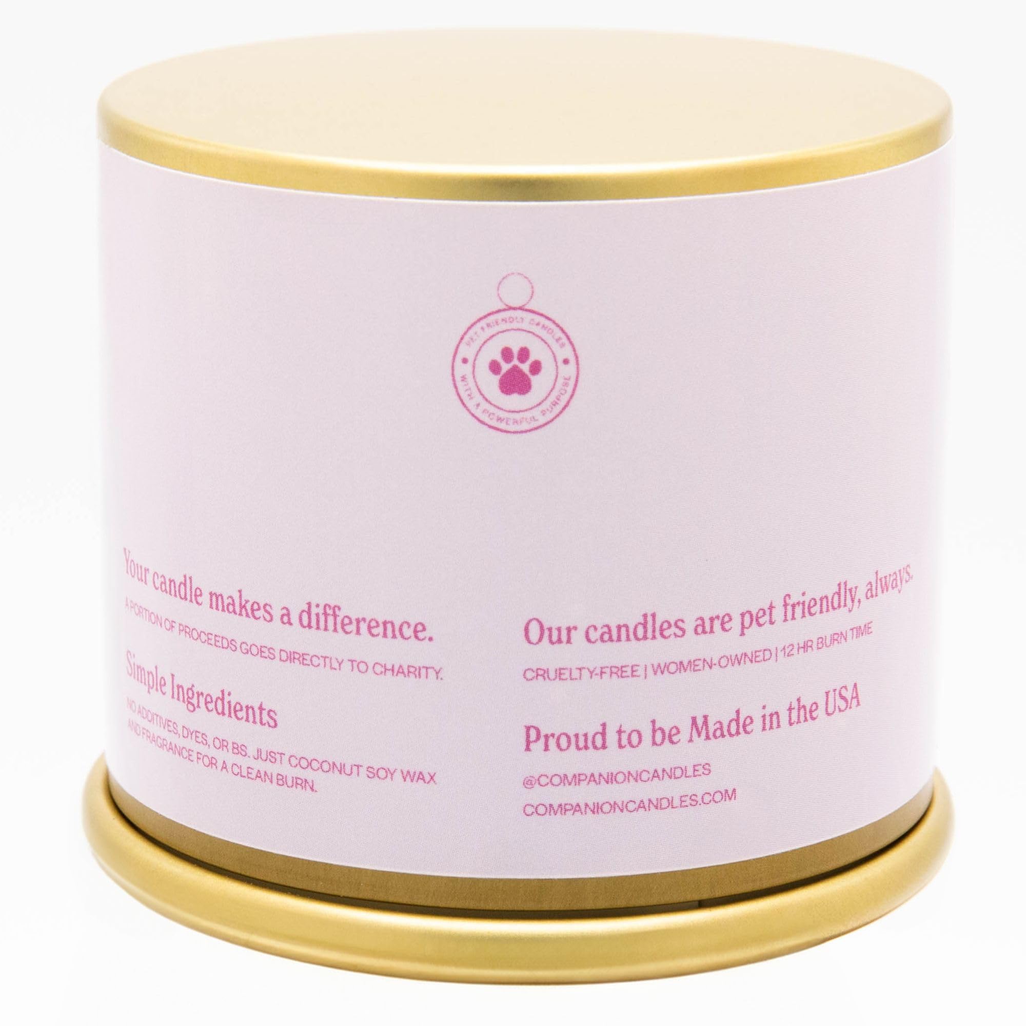 Companion Candles Pet Safe Wood Wick Candle - “Anywhere with You” Grapefruit & Vanilla, Coconut Soy Wax Scented, Over 50 Hr Burn Time, Non-Toxic, Women-Owned, Made in USA (3 oz.)